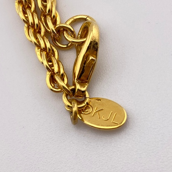 VTG Kenneth Jay Lane Faux Pearl Gold Tone Necklace - Picture 4 of 8